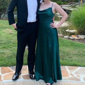 Birdy Grey Lisa Long Satin Dress in Emerald